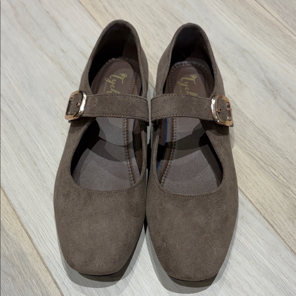 Brown Suede Mary Jane Shoes